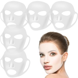 Maitys 5 Pcs Reusable Silicone Face Mask for Sheet Masks, Anti-wrinkle Moisturizing Facial Mask Cover Holder, Prevent Evaporation Hairdressing Skincare Beauty Spa Care Tool(Clear)