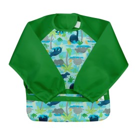 Green Sprouts Easy-wear Long Sleeve Bib | Waterproof Protection | Flipped Pocket, Soft Material, Easy Clean Smock