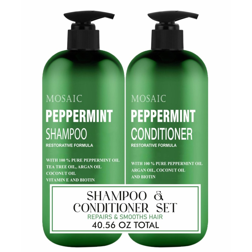 Peppermint Oil Shampoo and Conditioner Set for Hair Growth and Thickening - For Thinning Hair and Hair Loss Treatments for Women & Men, Sulfate Free, 20.2 FL Oz Each