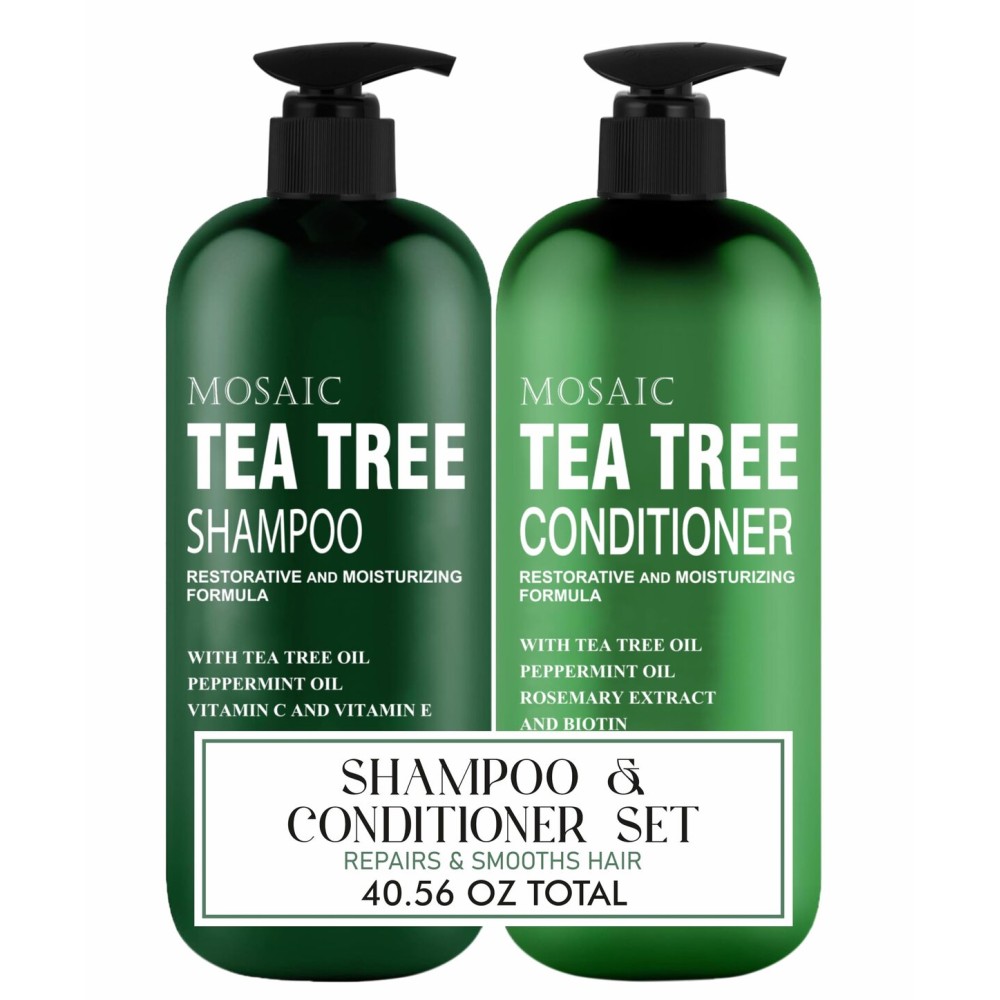Tea Tree Shampoo and Conditioner Set for Hair Growth, Thinning Hair Loss Treatments Women & Men, Thickening Products, Paraben & Sulfate Free 20.2 FL Oz Each.