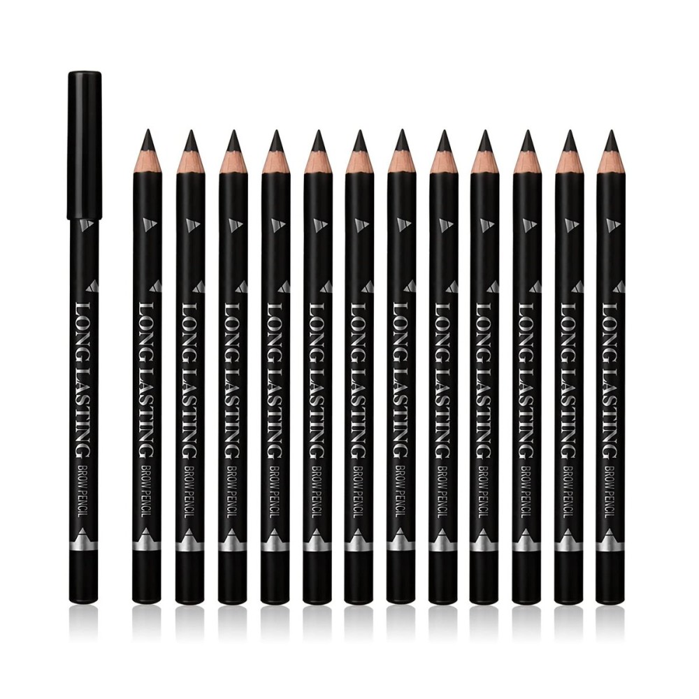 SUMEITANG 12 Pcs Brown Eyebrow Pencil Eyeliner MakeupSoft TexturedEasy to ColorLong LastingWaterproof Eyebrow Pen for Fills in Sparse Areas and GapsCreate a Natural Eye Brow