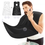 2 Pcs Beard Bib, Bead Bib for Shaving, Beard Apron, Waterproof Shaving Cloth Kit Non-Stick Beard Cape, Beard Trimming Bib with Strong Suction Cup, A Gift for All MenBlack+White