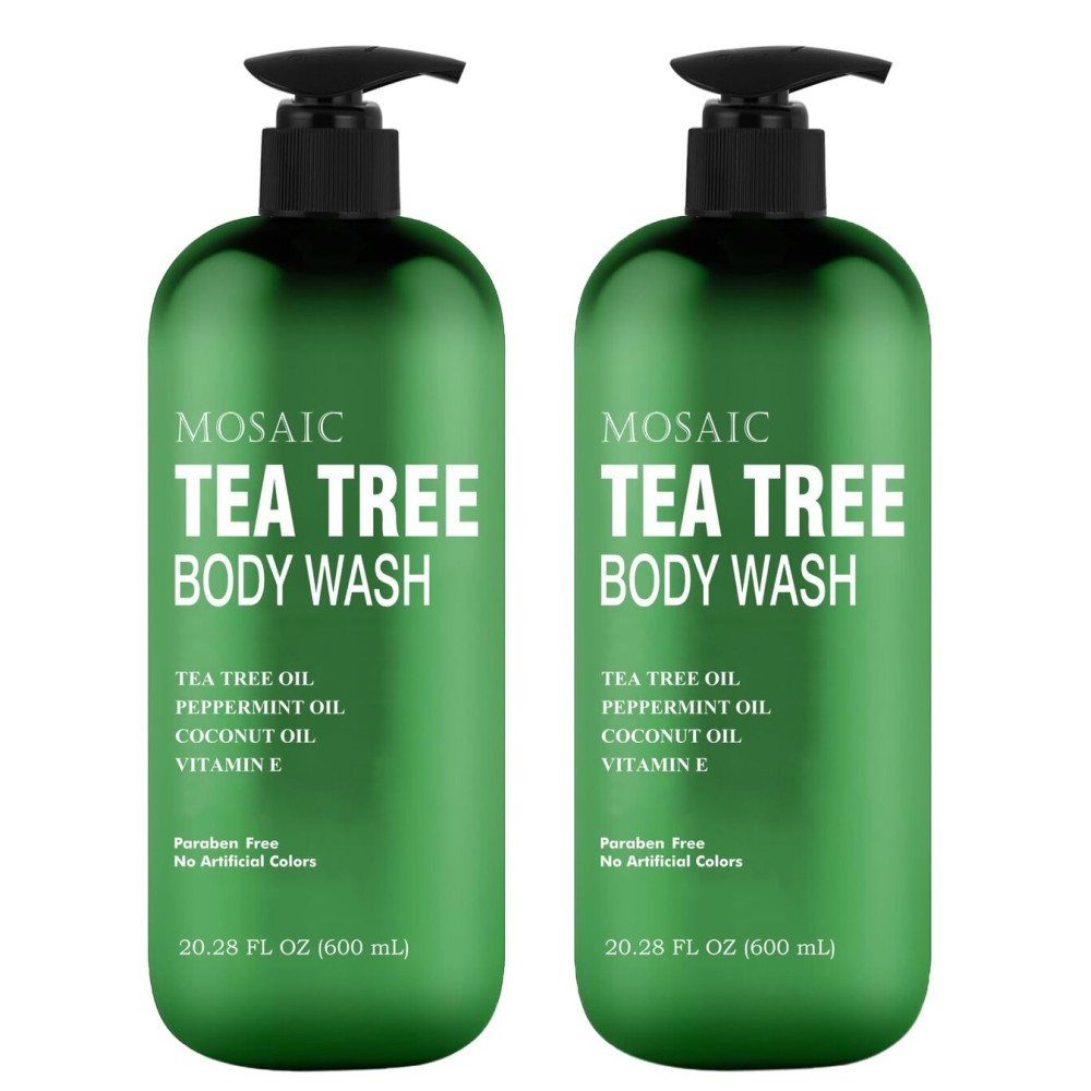 AnatoliaDaphne Tea Tree Body Wash and Shower Gel with Vitamin E for Jock Itch, Eczema, Ringworm, Body Odor, Body Wash Women & Men with Added Body Oils,LARGE 20.2 FL Oz Bottle (Tea Tree, Pack of 2)