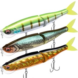 TRUSCEND Fishing Lures for Bass, Glide Baits with Vertical Tongue Design, Segmented Swimbaits Fishing Lures for Saltwater Freshwater, Slow Sinking Plugs Lures for Bass Walleye Trout Pike Musky