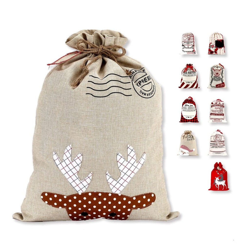 LessMo Christmas Santa Sack, Large Canvas Gift Bag with Drawstring, [Place to Write Wishes] Reusable Personalized Best Gift, for Xmas Package Storage, Christmas Party Supplies Favors
