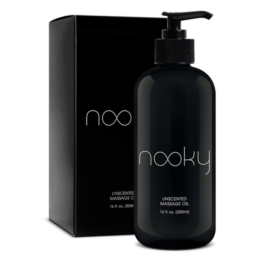 Nooky Massage Oil with Fractionated Coconut Oil for Massaging 16 Ounce (Unscented)