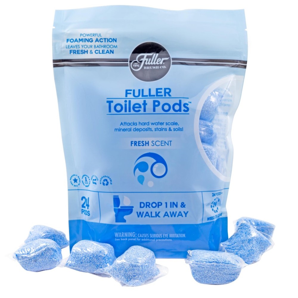 Fuller Brush Toilet Bowl Cleaner Pods - Water Soluble Tablet Cleansers - Cleans Descales & Refreshes Bathroom Toilets Removes Odors & Stains Light Fresh Scent Ideal for Homes and Businesses 6-Pack