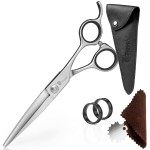 Professional Hair Scissors 6 Inch Straight with Extremely Sharp Blades, 440C Steel Hair Cutting Scissors, Durable, Smooth Motion & Fine Cut, Barber Scissors with Elegant Sheath, Cleaning Leather & Key