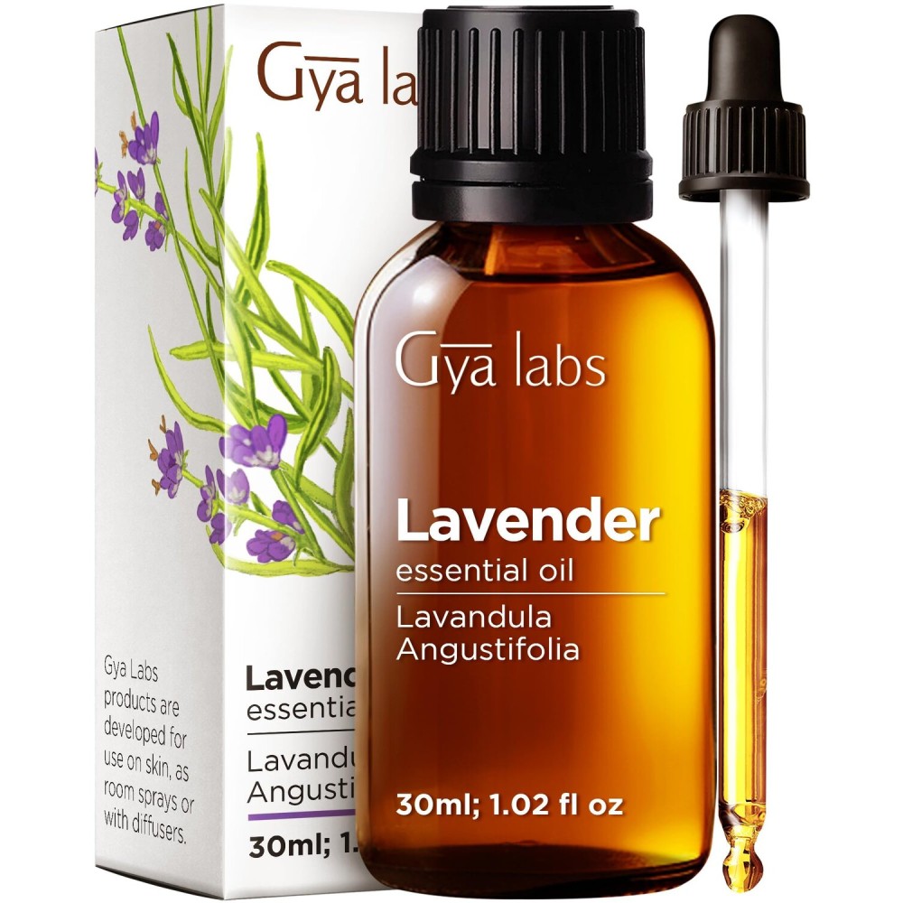 Gya Labs Lavender Essential Oil - 1.02 Fl Oz - 100% Pure Lavender Oil for Hair, Skin, Teeth and Gums, Diffuser, Aromatherapy & DIY Candle Making Scent