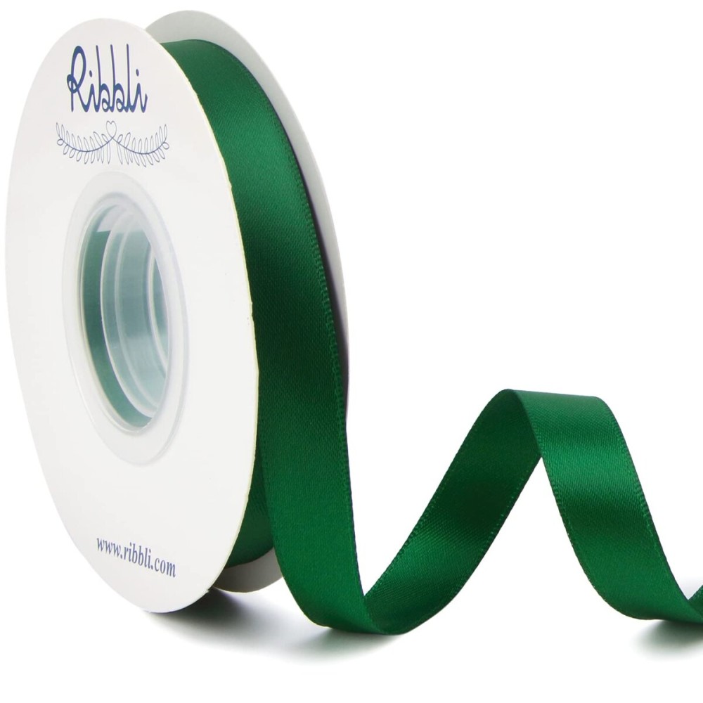 Ribbli Forest Green Double Faced Satin Ribbon,1/2 Inch x Continuous 25 Yards,Use for Craft Bows Bouquet, Gift Wrapping, Wedding Decoration, Floral Arrangement