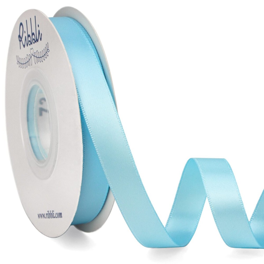 Ribbli Light Blue Double Faced Satin Ribbon,1/2 x Continuous 25 Yards,Use for Craft Bows Bouquet, Gift Wrapping, Wedding Decoration, Floral Arrangement