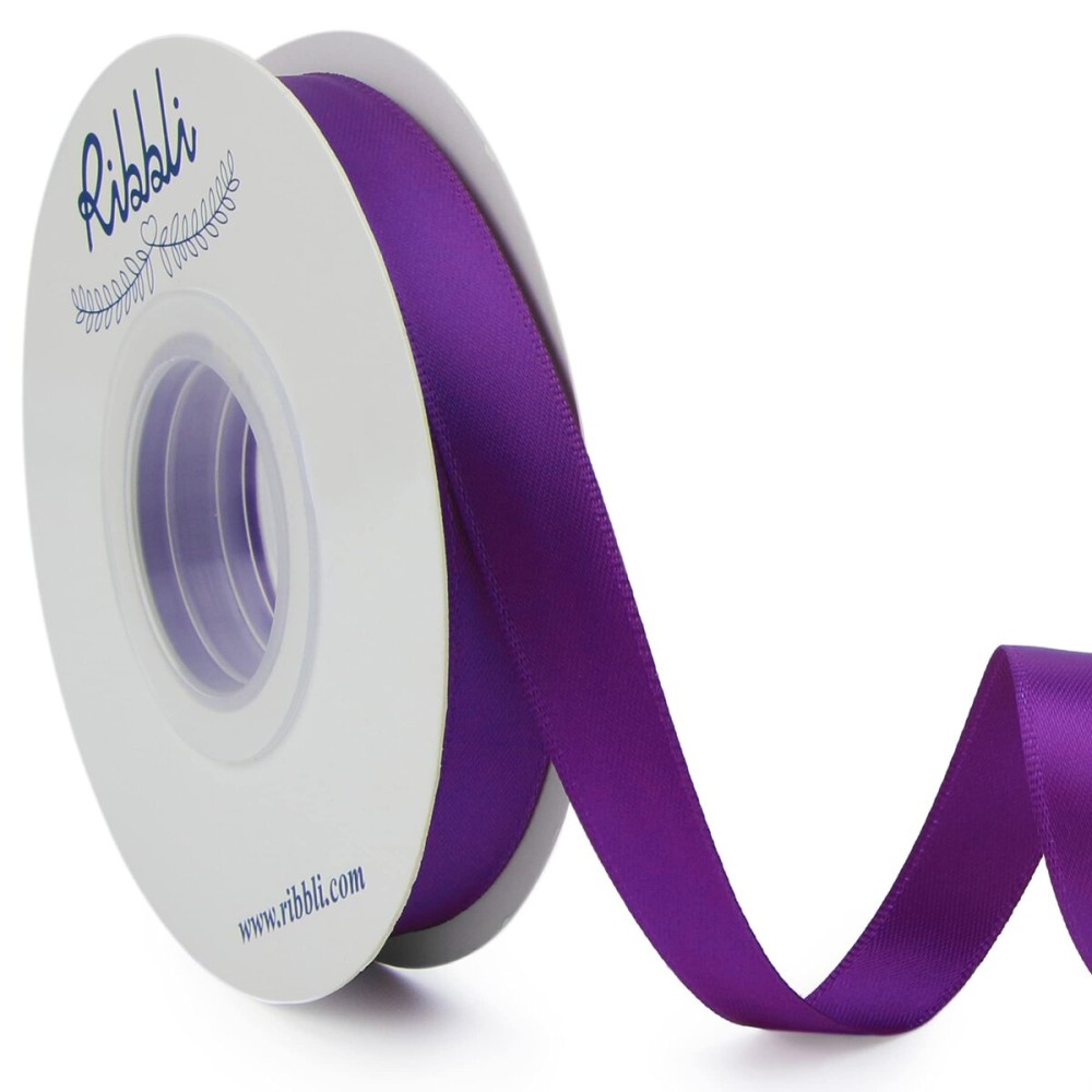 Ribbli Purple Double Faced Satin Ribbon,1/2 Inch x Continuous 25 Yards,Use for Craft Bows Bouquet, Gift Wrapping, Wedding Decoration, Floral Arrangement