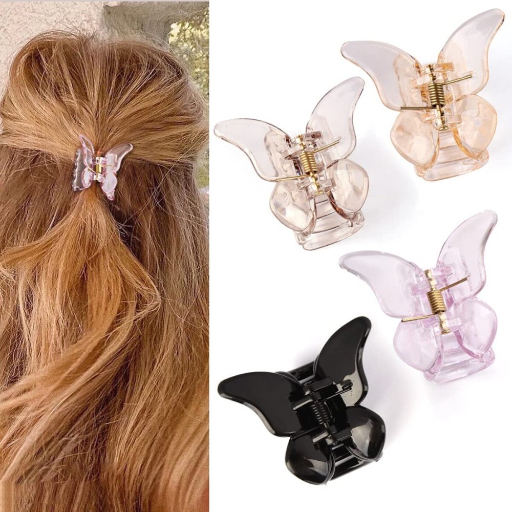 Canitor Hair Clip, Butterfly Cute Hair Claw Clips 1.9 for Thin Hair, 4 Count