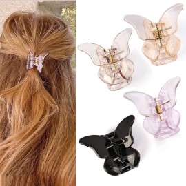 Canitor Hair Clip, Butterfly Cute Hair Claw Clips 1.9 for Thin Hair, 4 Count