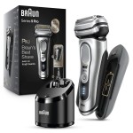 Braun Electric Razor for Men, Waterproof Foil Shaver, Series 9 Pro 9477cc, Wet & Dry Shave, with Portable Charging Case, ProLift Beard Trimmer, 5-in-1 Cleaning & Charging SmartCare Center, Silver
