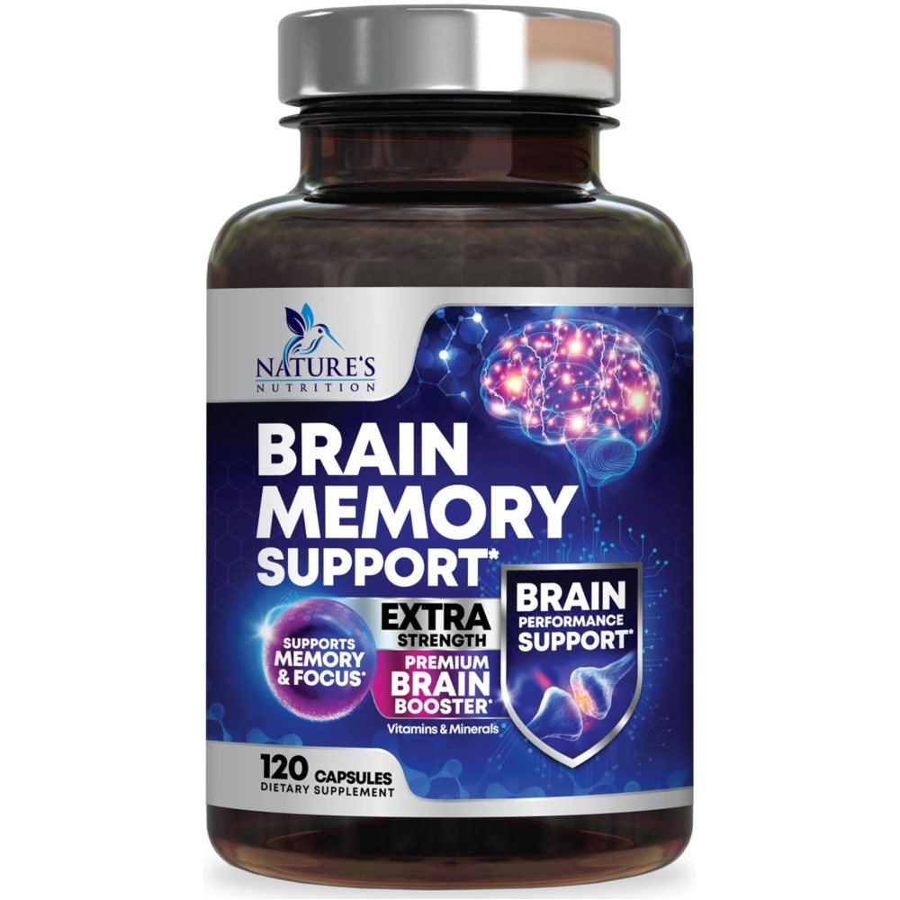 Brain Memory Supplement Pills - 3X Strength Nootropics for Concentration, Clarity & Focus Support - Brain Health Cognitive Vitamins with Bacopa, Phosphatidylserine & DMAE, Brain Booster - 120 Capsules