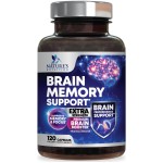Brain Memory Supplement Pills - 3X Strength Nootropics for Concentration, Clarity & Focus Support - Brain Health Cognitive Vitamins with Bacopa, Phosphatidylserine & DMAE, Brain Booster - 120 Capsules