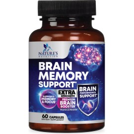 Brain Memory Supplement Pills - 3X Strength Nootropics for Concentration, Clarity & Focus Support - Brain Health Cognitive Vitamins with Bacopa, Phosphatidylserine & DMAE, Brain Booster - 60 Capsules