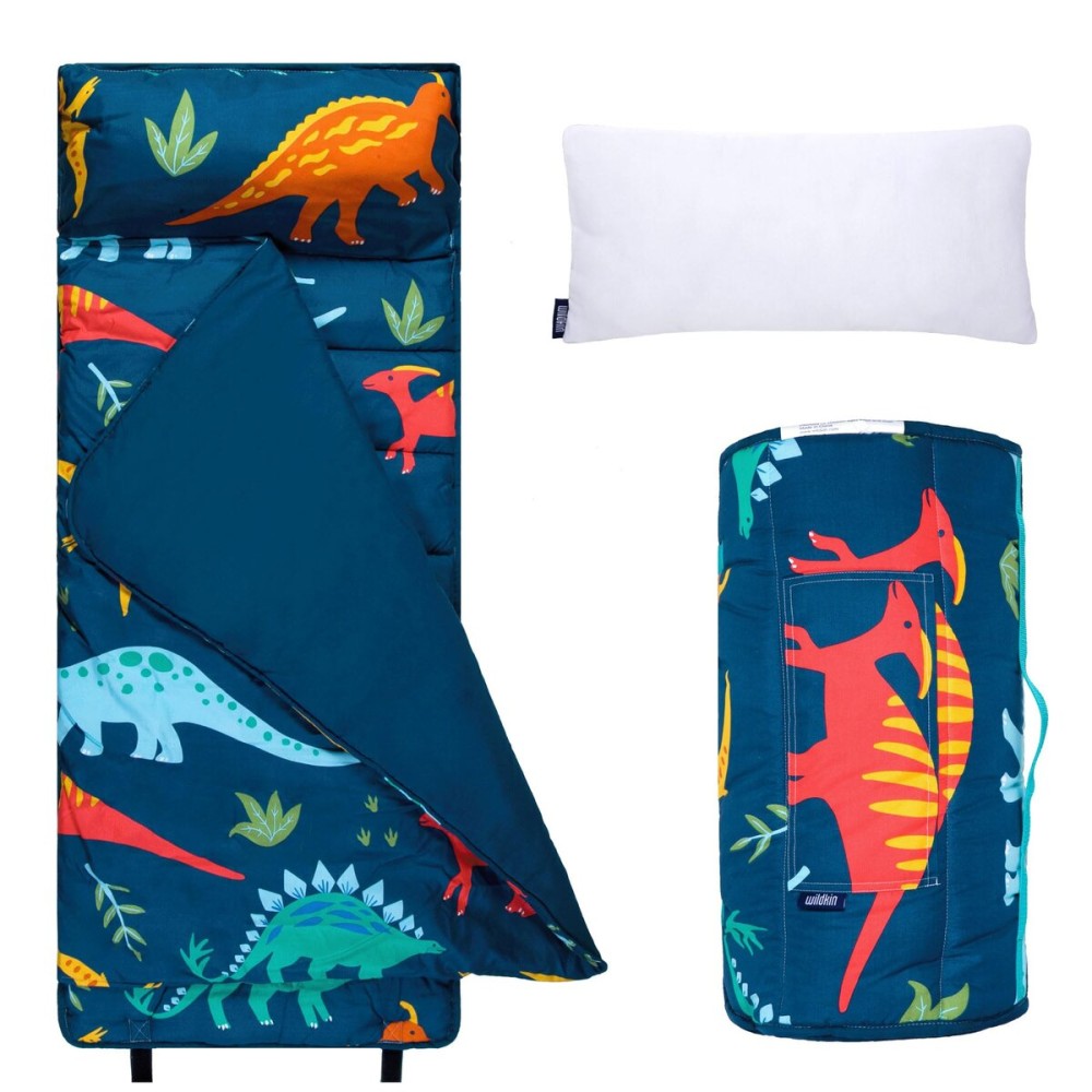 Wildkin Kids Microfiber Nap Mat - Soft Sleep Mat with Pillow, Ideal for School & Travel - Jurassic Dinosaurs