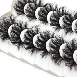 Veleasha False Eyelashes Wispy Faux Mink Lashes Fluffy Handmade Fake Eyelashes Natural Look 7 Pairs Pack Luxury Cat Eye Lashes (802)