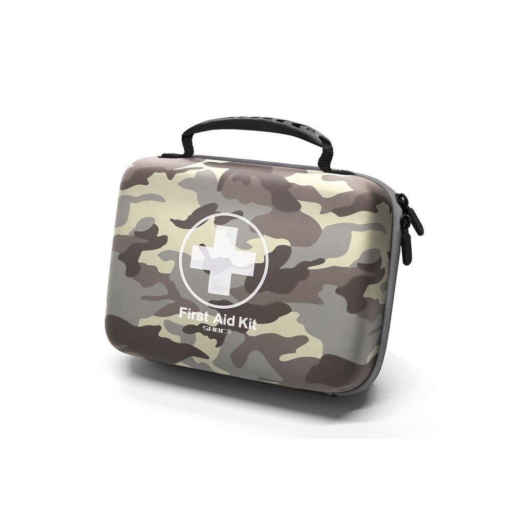 SHBC Waterproof First Aid Kit (228pcs) with All Basic or Advanced Supplies You Need. Suitable for Emergencies at Home or Outside, Travel, Home, Camping, Camouflage Grey