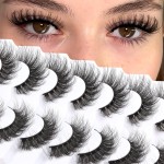 Veleasha False Eyelashes Wispy Faux Mink Lashes Fluffy Handmade Fake Eyelashes Natural Look 7 Pairs Pack Luxury Cat Eye Lashes (804)