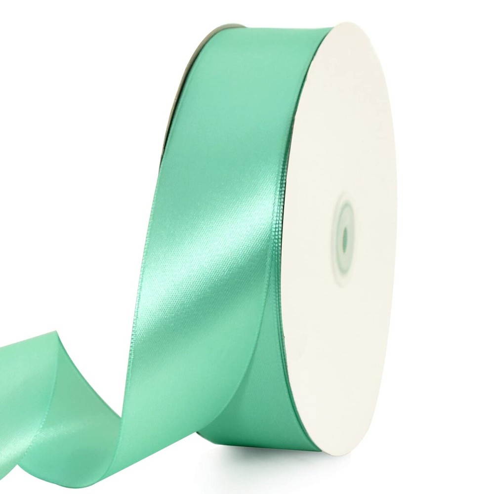 TONIFUL 1-1/2 Inch (40mm) x 100 Yards Turquoise Blue Wide Satin Ribbon Solid Fabric Ribbon for Gift Wrapping Chair Sash Valentine\'s Day Wedding Birthday Party Decoration Hair Floral Craft Sewing