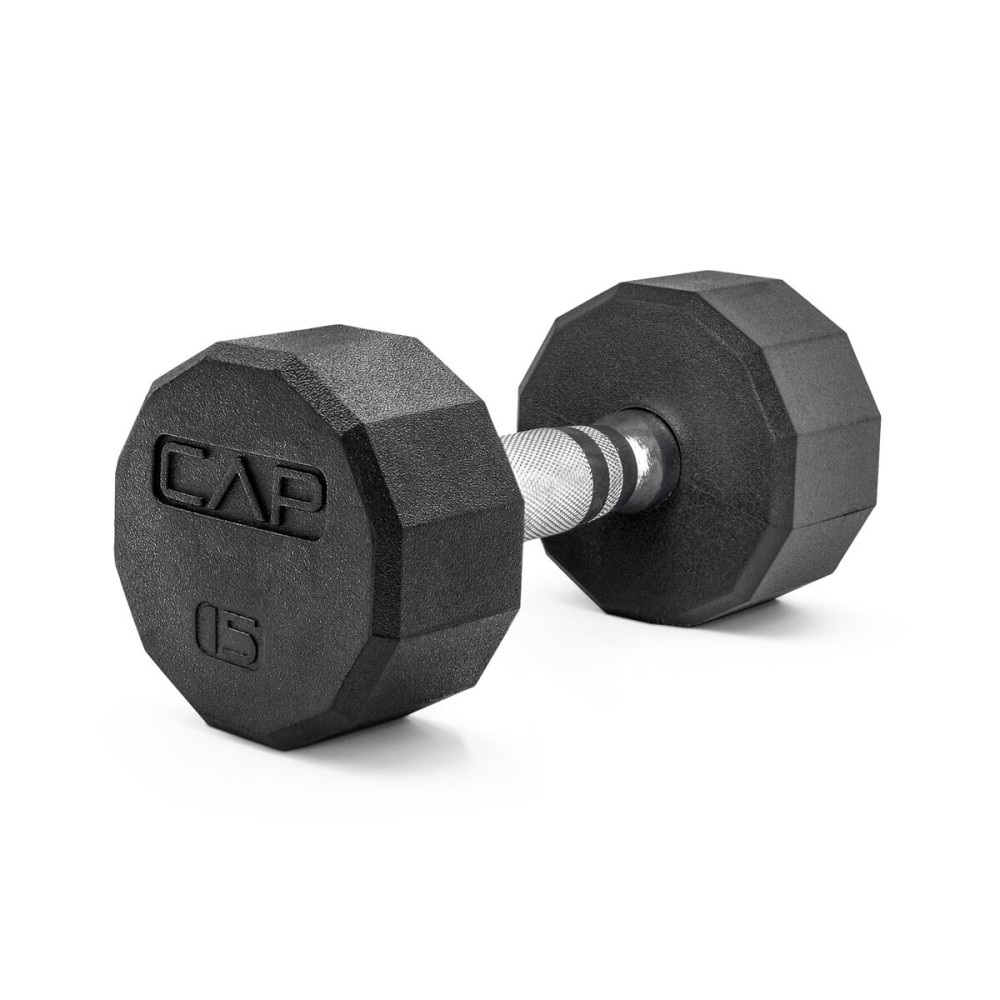 CAP Barbell unisex adult 12-Sided Series 12 Sided Coated Dumbbell, Black, 15-Pound US