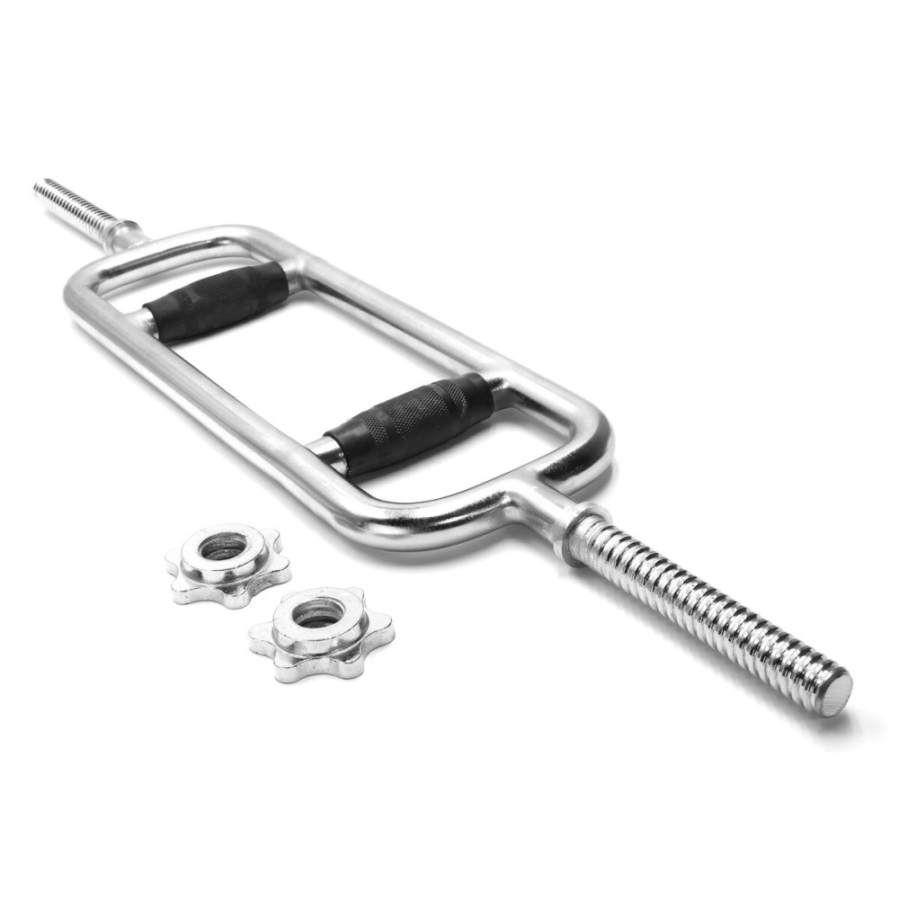 CAP Barbell 34in Regular Threaded Triceps Bar with Rubber Grips | 1 - Inch Diameter, Black