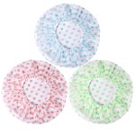 Large Shower Caps, 3 Pcs Waterproof Bath Caps Plastic Reusable Shower Caps Elastic Band Bath Hair Hat for Women Ladies