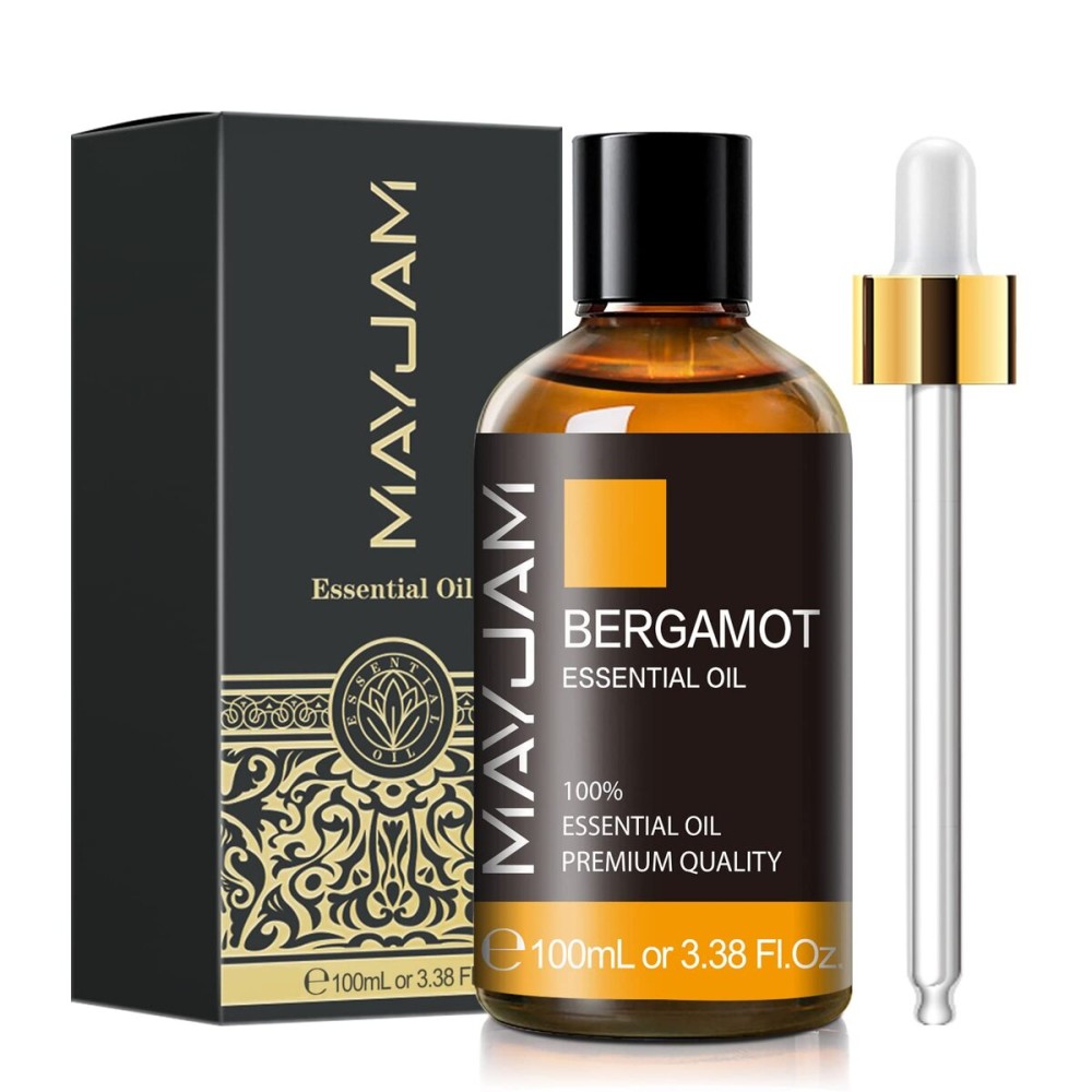 Bergamot Essential Oil, MAYJAM Premium Pure Essential Oils, 3.38FL.OZ Large Volume for Diffusers Soap Candle Making, Ideal for Home Office Car Yoga Use