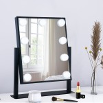 BWLLNI Lighted Makeup Mirror Hollywood Mirror Vanity Mirror with Lights, Touch Control Design 3 Colors Dimable LED Bulbs, Detachable 10X Magnification, 360Rotation, Black.