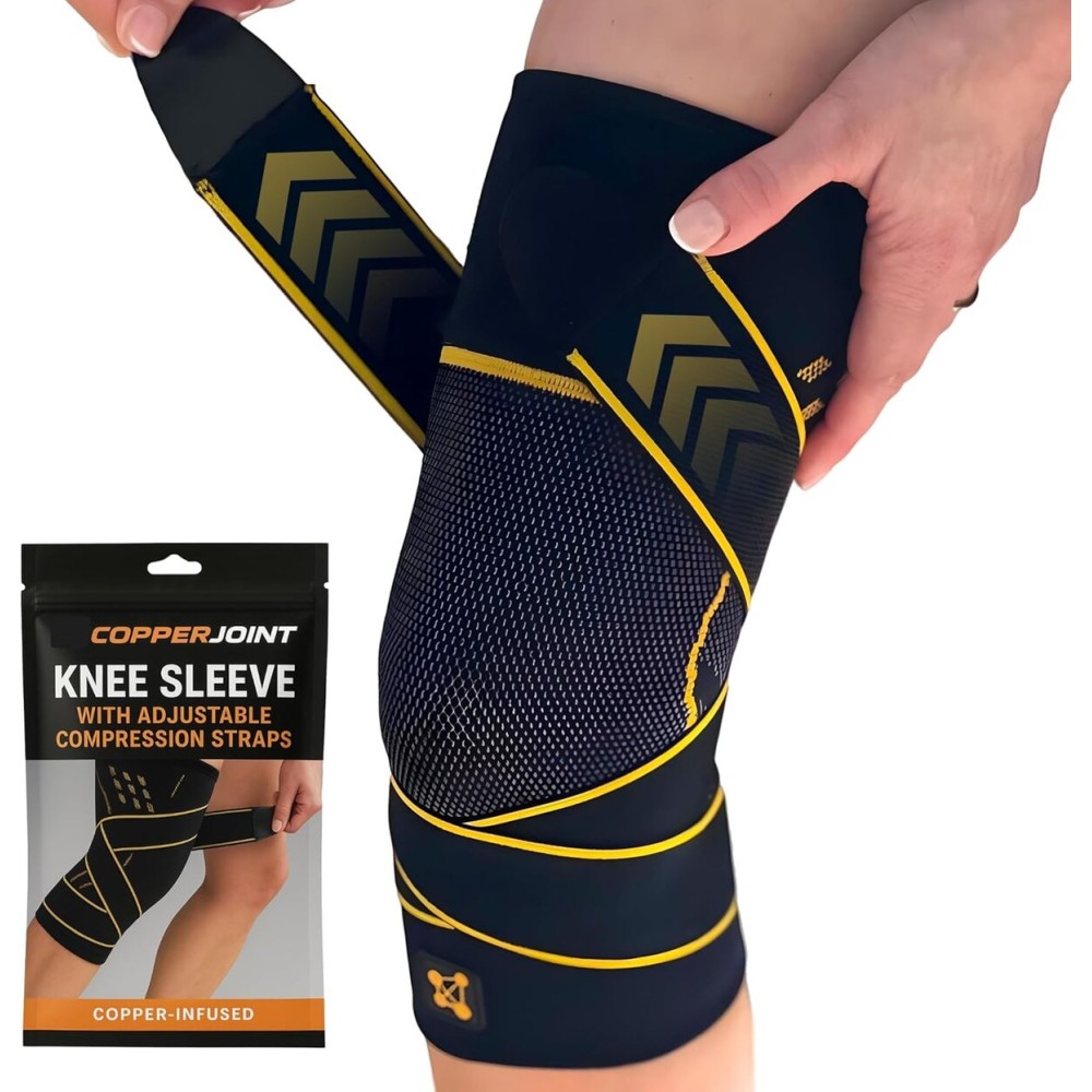 CopperJoint Pull On Knee Brace Women Workout - Copper Infused Knee Sleeves for Men, Elastic Compression Knees Support Braces for Fitness, Volleyball, Basketball, Running, Sports 2XL