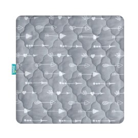 Playard Mattress Cover -for Square Play Yard, Perfect for New Room2 / TotBloc Portable Playard, Waterproof, Ultra Soft, Fitted Playpen Mattress Cover, Grey