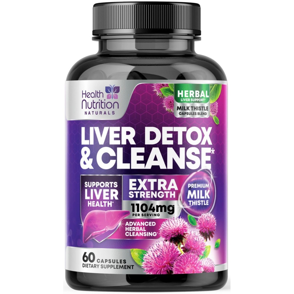 Gentle Liver Cleanse Detox & Repair Formula - Advanced Liver Support Supplement with Silymarin Milk Thistle, Dandelion Root, Artichoke Extract, Turmeric, Choline, & Beetroot - 60 Veggie Capsules