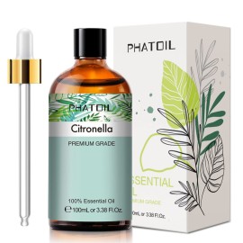 PHATOIL 100ML Citronella Essential Oil, for Aromatherapy Diffusers, Humidifiers, Great for DIY Candle and Soap Making, Gift for Friend
