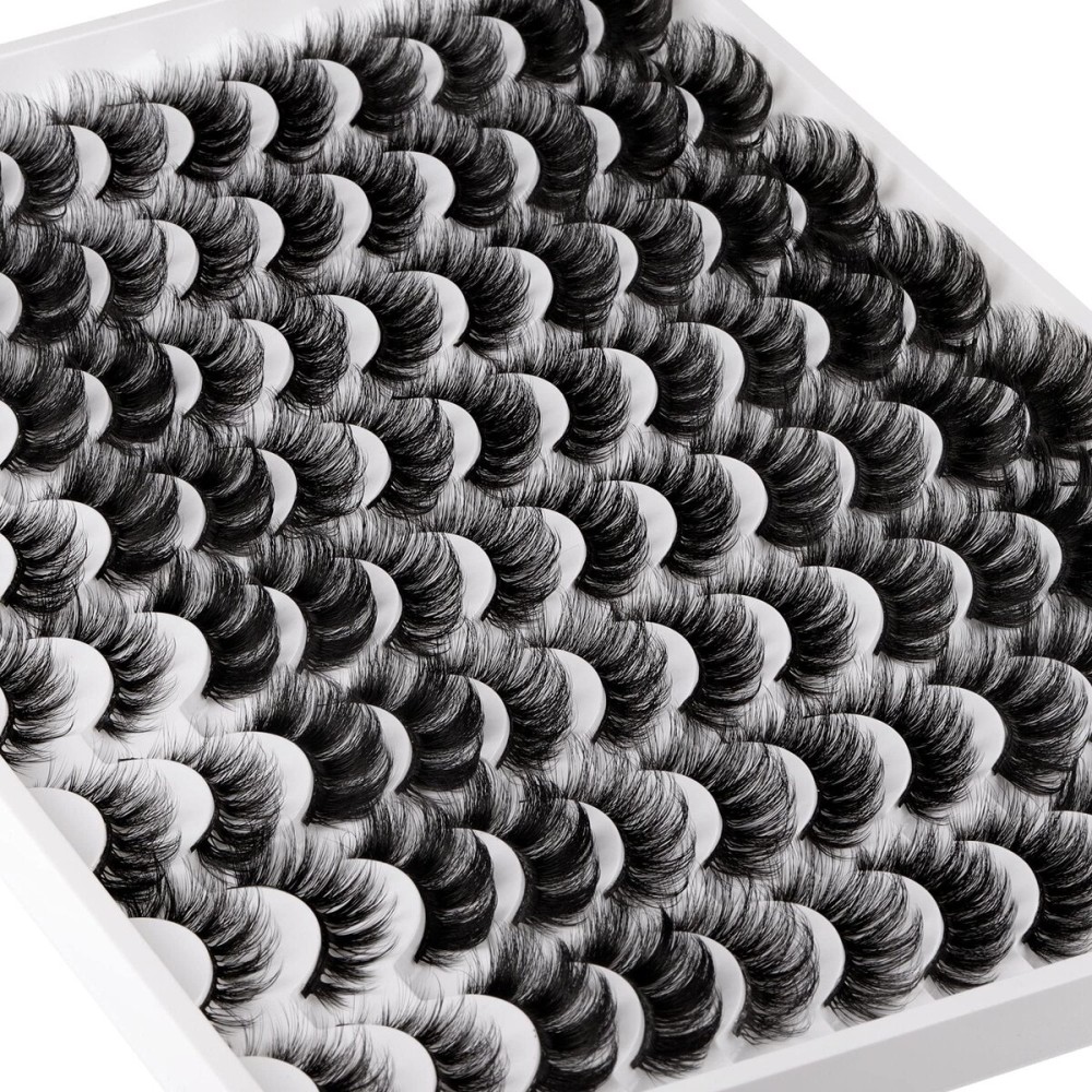 False Eyelashes 48 Pairs 6 Styles Mixed Fake Eye Lashes Bulk Wholesale Dramatic Thick 5D Wispy Strip Faux Mink Eyelashes Multipack