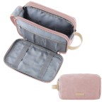 BAGSMART Toiletry Bag for Women, Cosmetic Makeup Bag Organizer, Travel Bag for Toiletries, Dopp Kit Water-resistant Shaving Bag for Accessories, Pink-Medium
