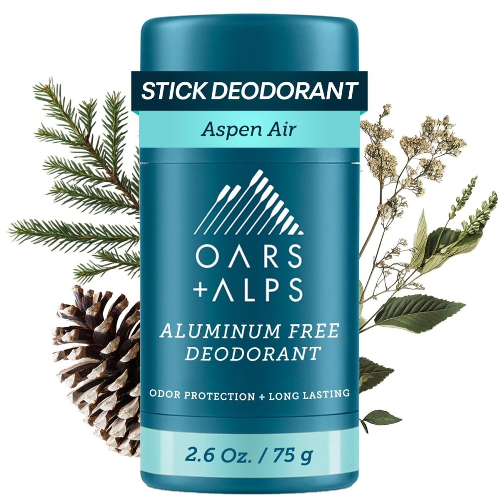 Oars + Alps Deodorant for Men & Women, Aluminum Free Deodorant for Men, Dermatologist Tested, Clean Ingredients, Non Toxic, Vegan, Long Lasting, Odor Protection, Aspen Air, 1pk, 2.6oz