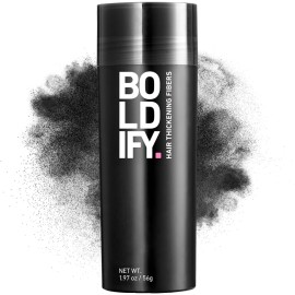 BOLDIFY Hair Fibers (56g) - Fill In Thinning and Fine Hair for an Instantly Fuller, Thicker Look - 14 Shades for Women & Men - Black