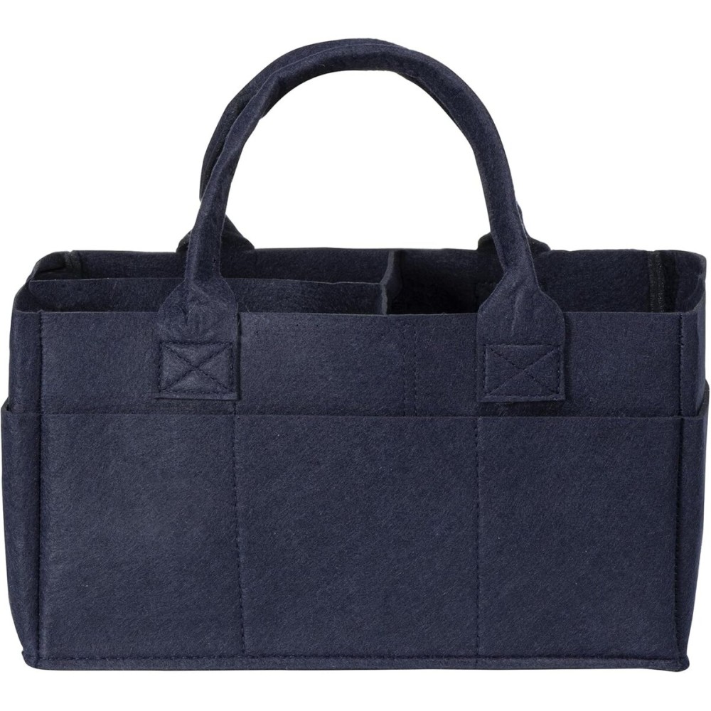Sammy & Lou Diaper Caddy Organizer - Collapsible Tote Bag with Handles - Organizer for Diapers, Wipes & Baby Changing Supplies - Felt Storage Organizing Bin for Car, Desk, Nursery (Navy Blue)