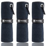 Handy Picks Microfiber Golf Towel (16 X 16) with Carabiner Clip, Waffle Pattern Golf Towel Hook and Loop Fastener - The Convenient Golf Cleaning Towel Black