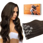 Clip in Hair Extensions New Dark Brown 22 Inch 120g 7pcs DOORES Remy Human Hair Extensions Clip in Straight Natural Hair Extensions Thick Real Hair Extensions