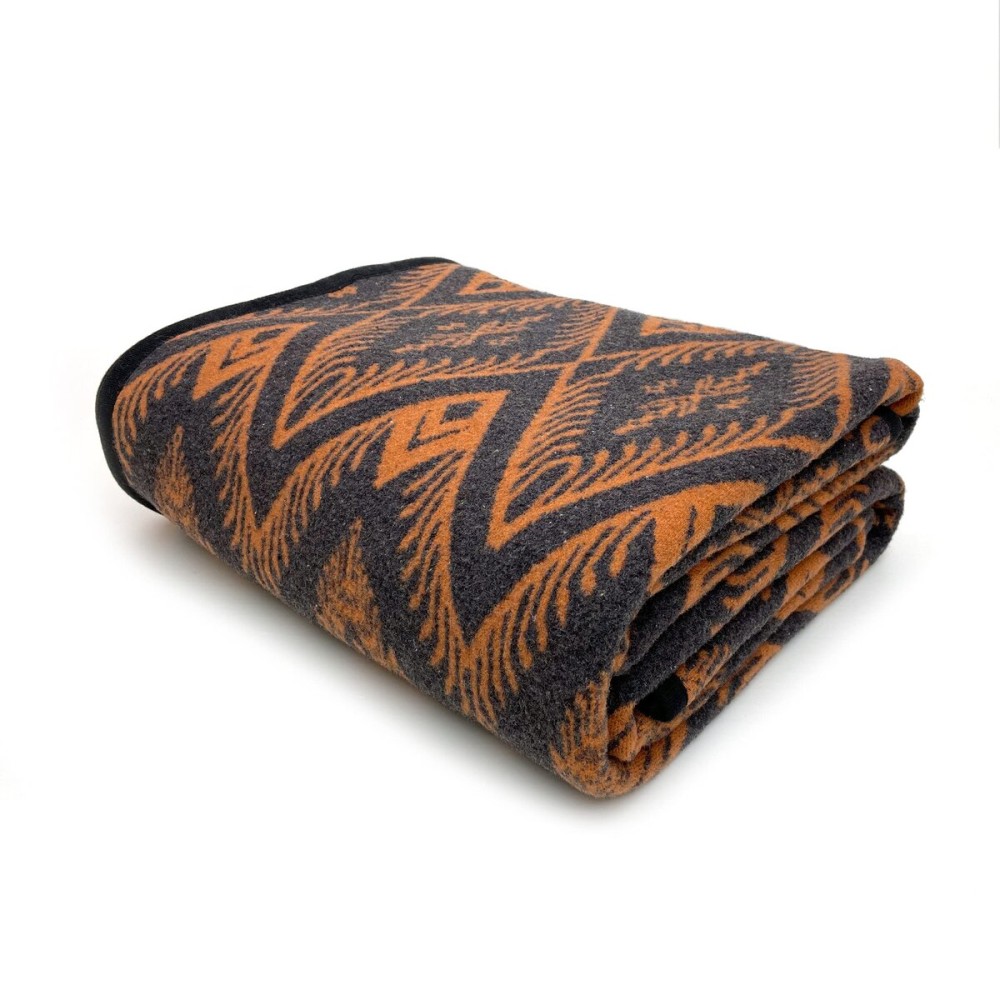 PuTian Merino Wool Blanket - 63 x 51 Bohemia Orange Great for Camping, Outdoors, Sporting Events, Survival & Emergency Kits -Super Soft Wool Blanket