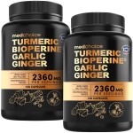 4-in-1 Turmeric and Garlic Supplements with BioPerine - 2360mg Turmeric Ginger Root Capsules with Garlic - High Potency Herbal Blend (120 ct, Pack of 2)