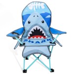 KABOER Kids Outdoor Folding Lawn and Camping Chair with Cup Holder and Carrying Bag, Children\'s Camping Chairs for Outdoor Beach Travel (Shark)