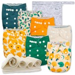 Nora\'s Nursery Cloth Diapers 7 Pack with 7 Inserts & 1 Wet Bag - Waterproof Cover, Washable, Reusable & One Size Adjustable Pocket Diapers for Newborns and Toddlers - PearFect
