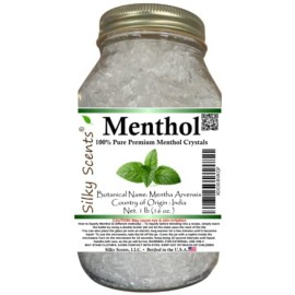 Silky Scents 1 lb Premium Menthol Crystals 100% Pure Organic and Natural in Glass Jar