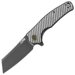 CJRB Crag Folding Pocket Knife, 3.43 AR-RPM9 Steel Blade Carbon Fiber Handle EDC Knife with Pocket Clip for Men Women Camping Survival Hiking, Grey (J1904)