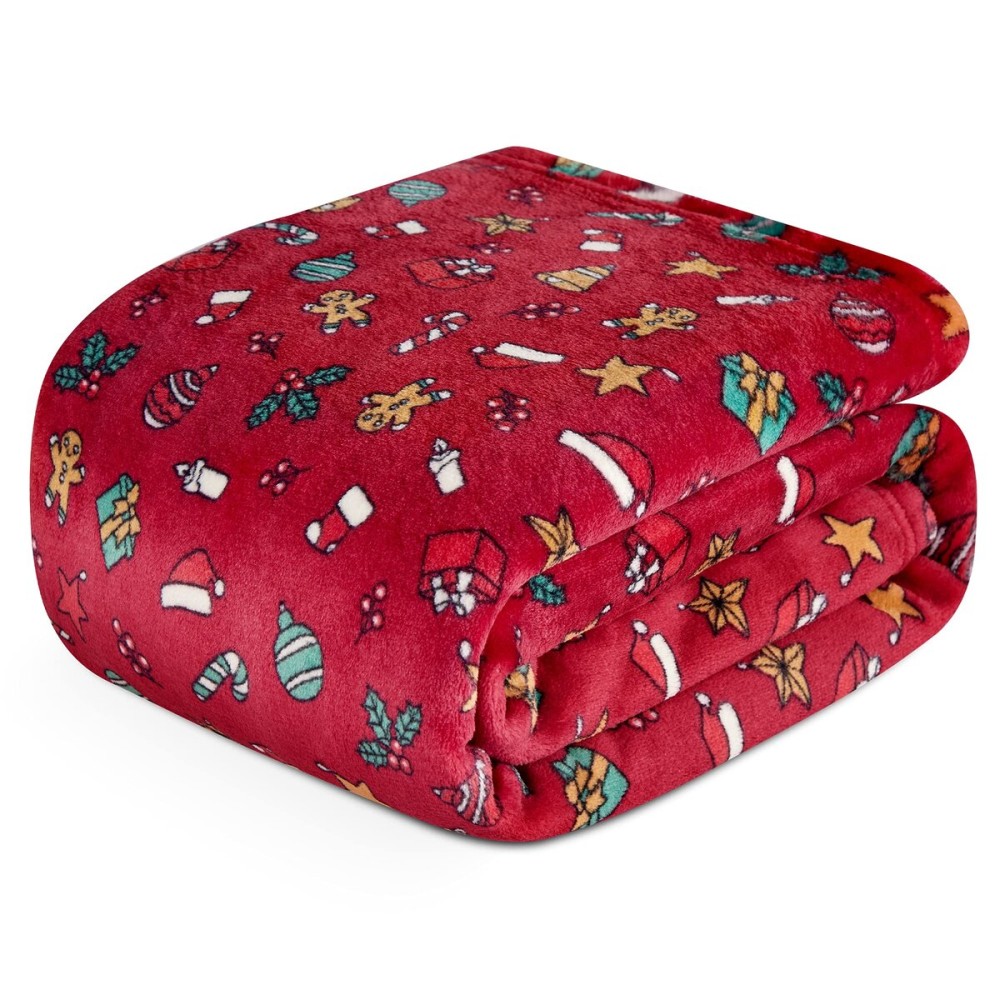 DaysU Plush Flannel Baby Blanket Super-Soft Lightweight, Printed Fleece Baby Blanket for Unisex, Portable Bed Throws for Baby Crib and Toddler Bed, Christmas, 30x40